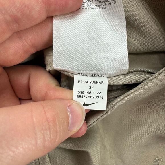 Nike Golf Pants Mens 34x31 Khaki Dri-FIT Training Stretch Wide Leg Lightweight - Picture 15 of 15